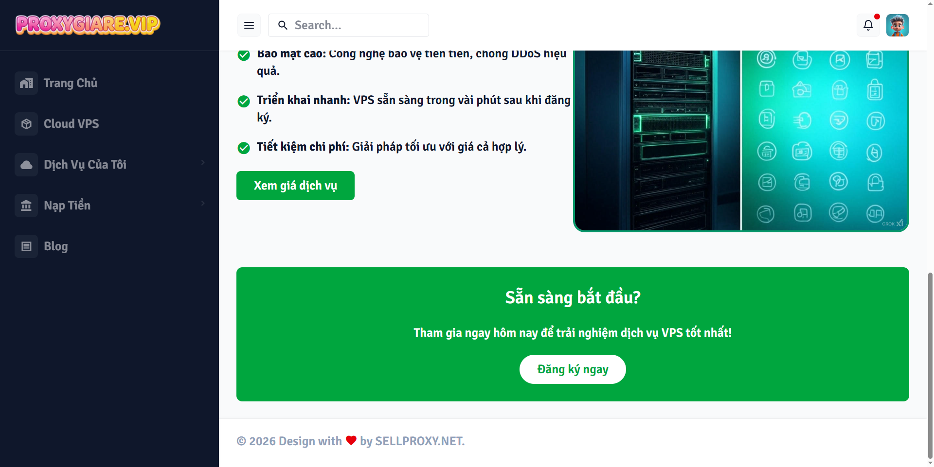 Code Tạo Web Bán VPS Đơn Tay