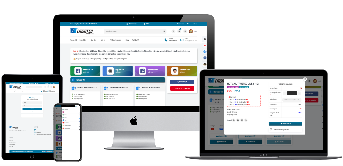 Mã nguồn[SHOPCLONE7] Bản 5.4.9 Thiết kế website bán nguyên liệu ADS tự động
