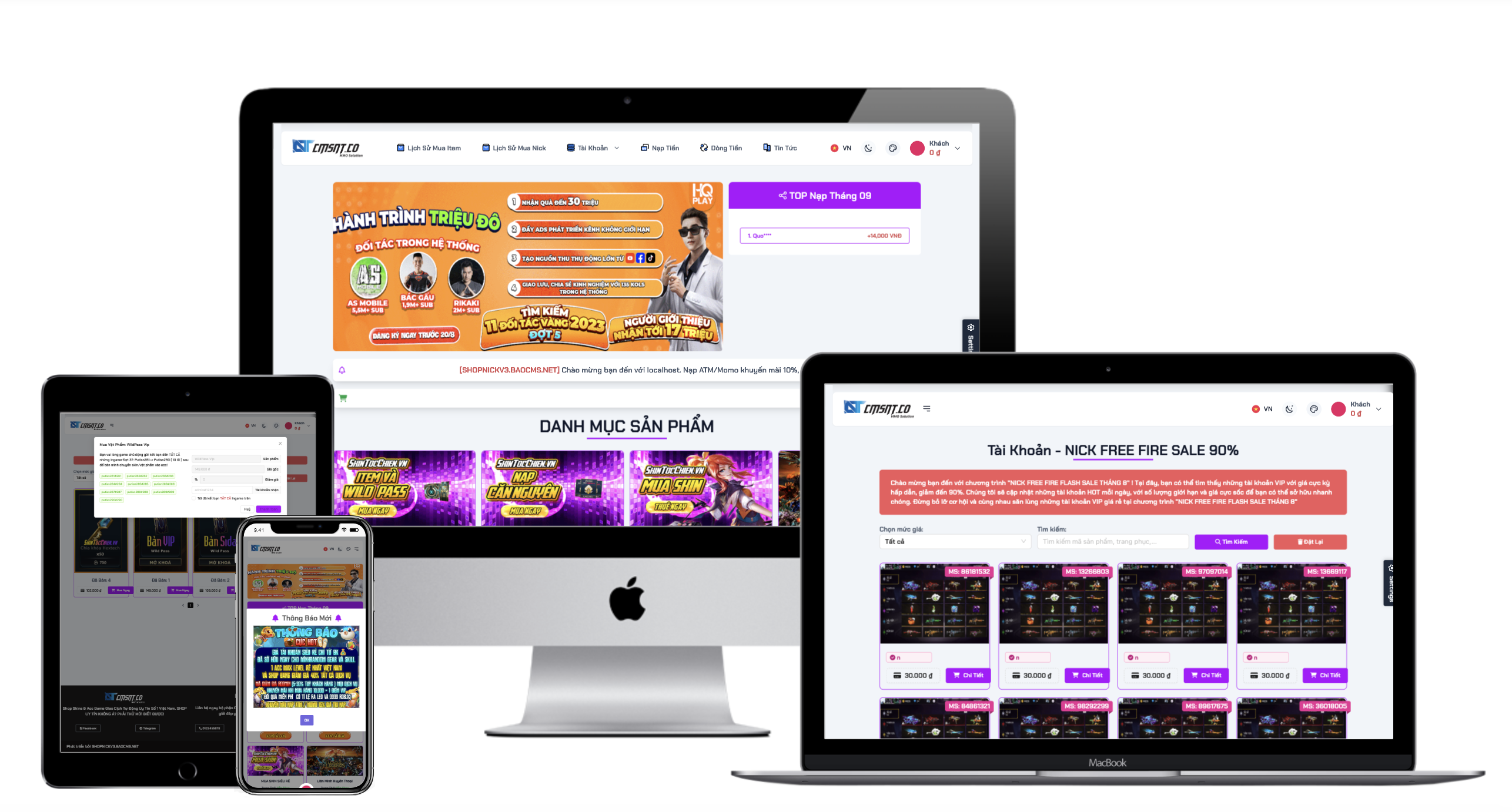 [SHOPNICKV3] Thiết kế website bán nick game mới nhất